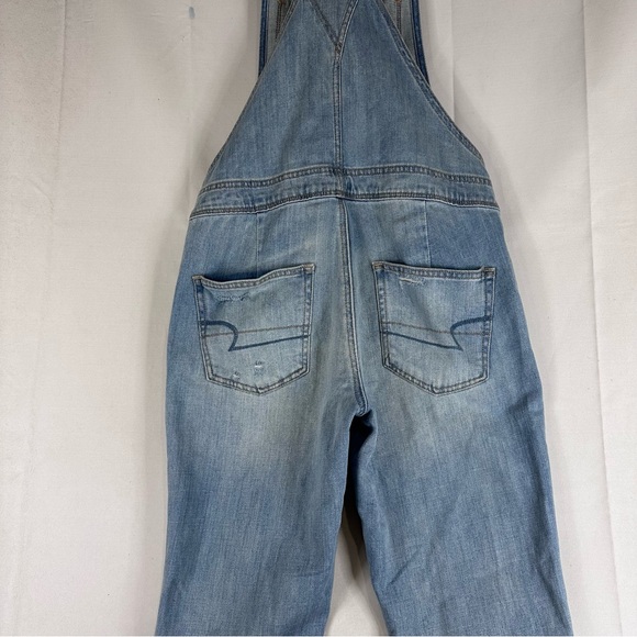 AMERICAN EAGLE Women’s Size XS Denim Jean Bib Overalls Tomgirl Style Destructed - Picture 11 of 16
